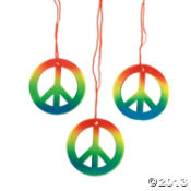 Plastic Rainbow Peace Sign Necklaces<br>2"-48 piece(s)